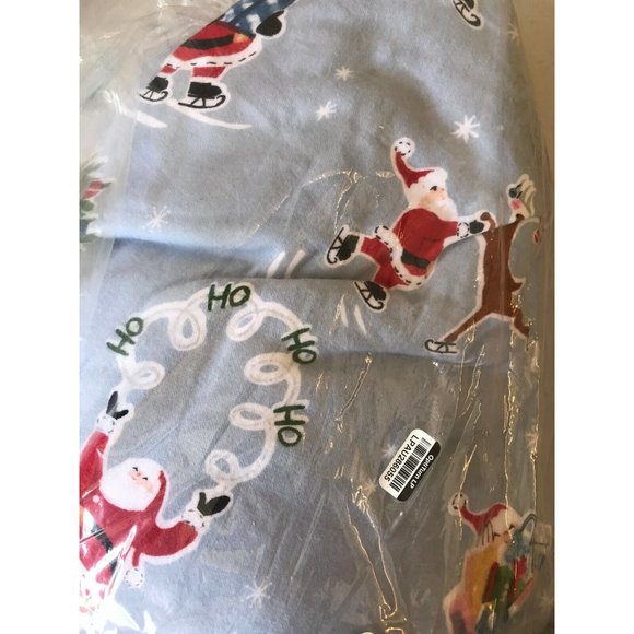 Pottery Barn Kids Other - Pottery Barn Kids Organic Flannel Skating Santa Duvet Cover Full/Queen 2 Shams